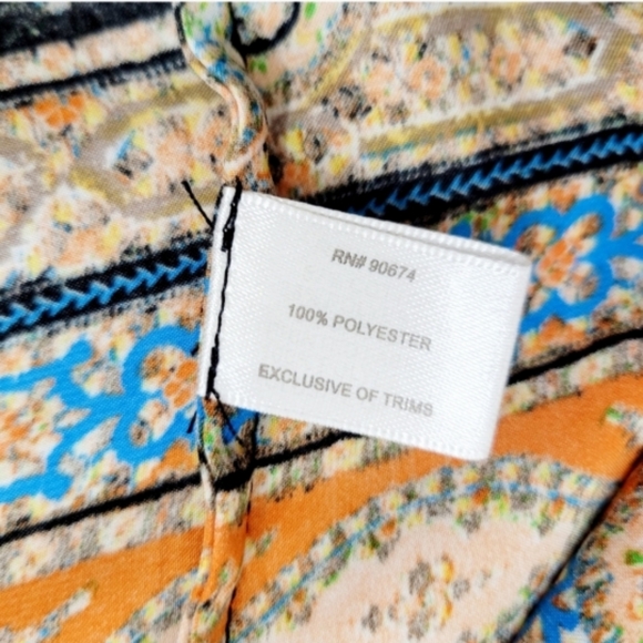 Boston Proper Bohemian Artsy Moasic Fringe Kimono Cardigan Wrap Cape Open Duster - Picture 11 of 12